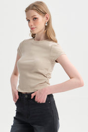 Polera Mujer Cropped Beige