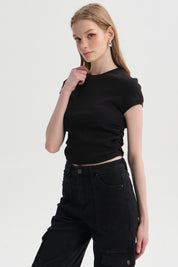 Polera Mujer Cropped Negro