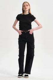 Polera Mujer Cropped Negro