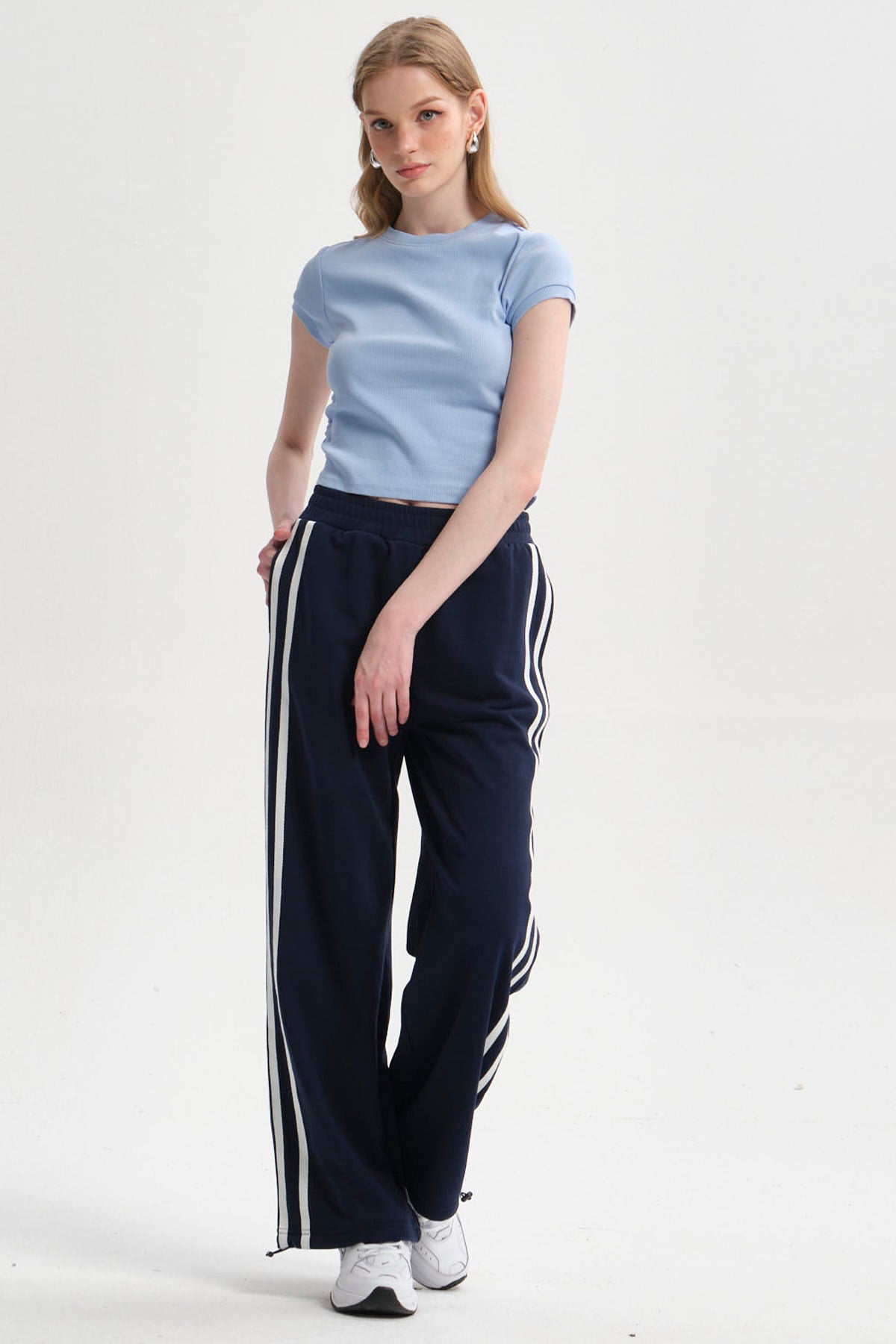 Polera Mujer Cropped Celeste