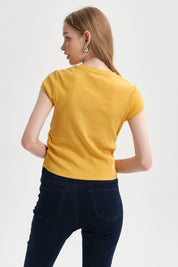 Polera Mujer Cropped Amarillo
