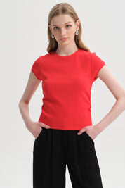 Polera Mujer Cropped Rojo