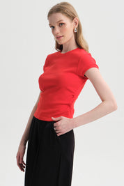 Polera Mujer Cropped Rojo