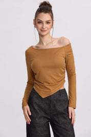 Polera Mujer Asimétrica Camel