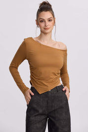 Polera Mujer Asimétrica Camel