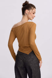 Polera Mujer Asimétrica Camel