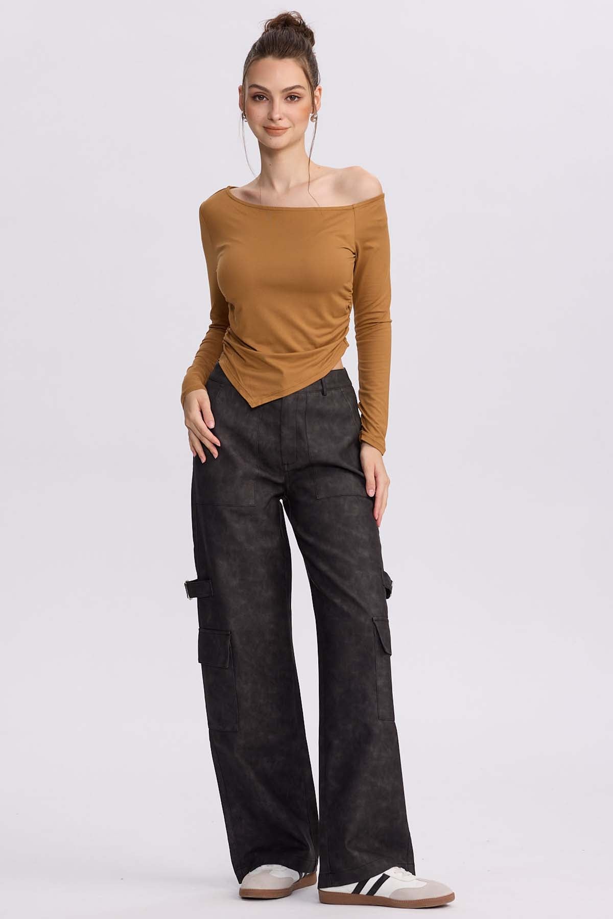 Polera Mujer Asimétrica Camel