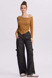 Polera Mujer Asimétrica Camel