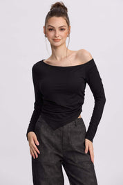 Polera Mujer Asimétrica Negro
