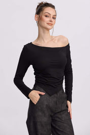 Polera Mujer Asimétrica Negro
