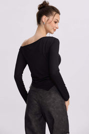 Polera Mujer Asimétrica Negro