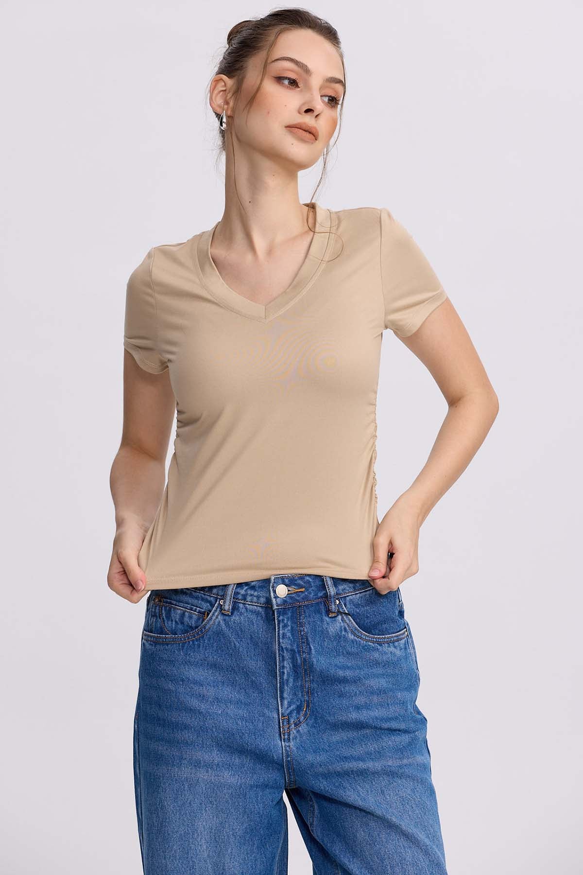 Polera Mujer Deporte Beige
