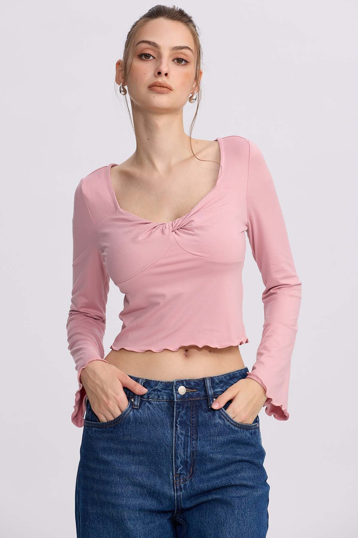 Polera Mujer Escote V Burdeo