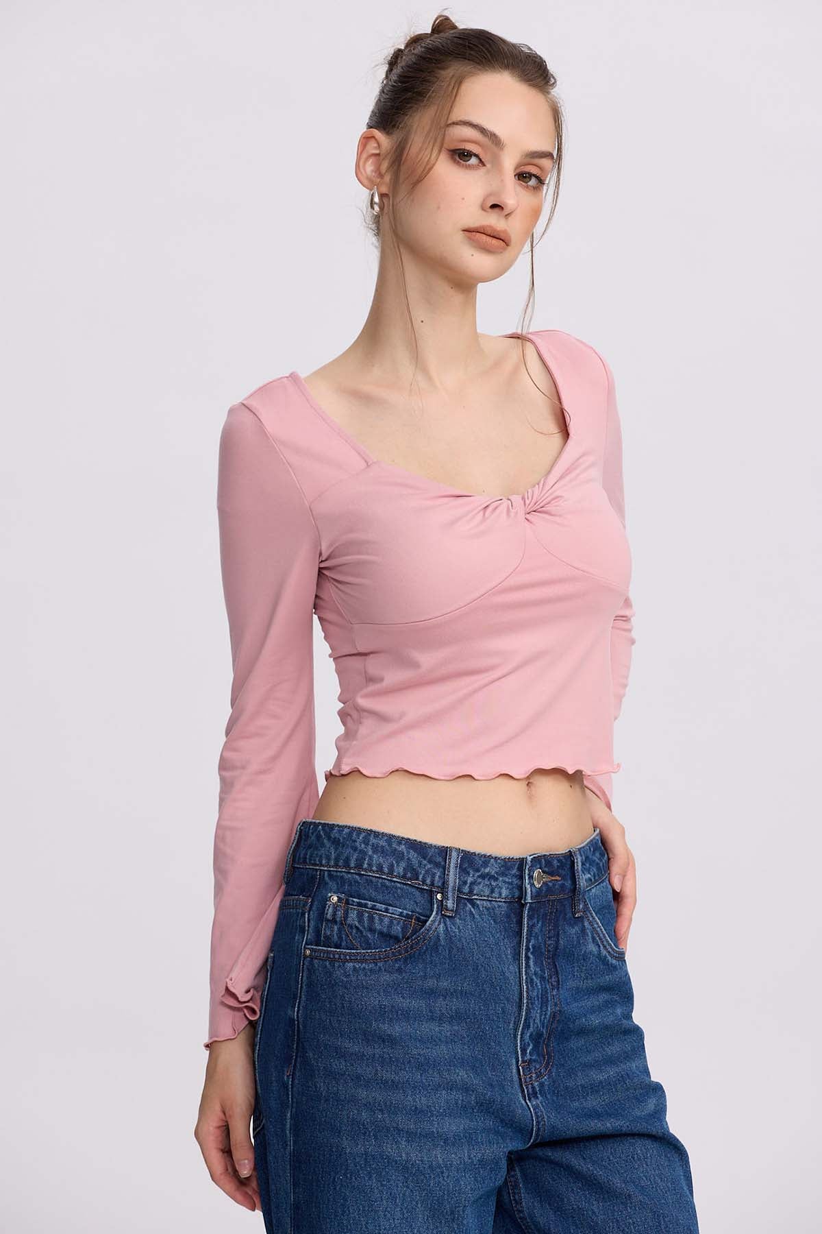 Polera Mujer Escote V Burdeo