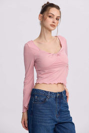 Polera Mujer Escote V Burdeo