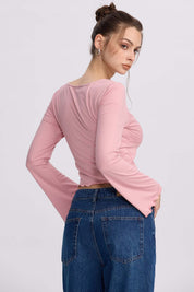 Polera Mujer Escote V Burdeo