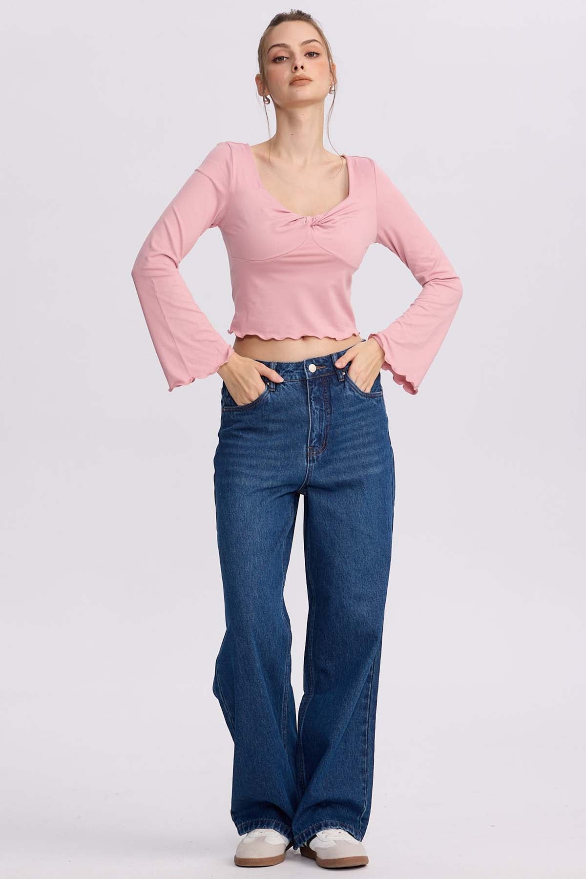 Polera Mujer Escote V Burdeo