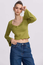 Polera Mujer Escote V Verde Agua