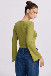 Polera Mujer Escote V Verde Agua