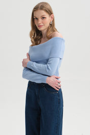 Sweater Mujer Bardot Celeste