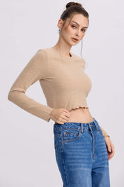 Sweater Mujer Crop Beige