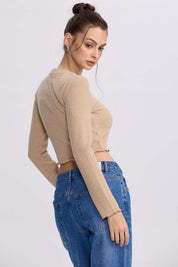 Sweater Mujer Crop Beige