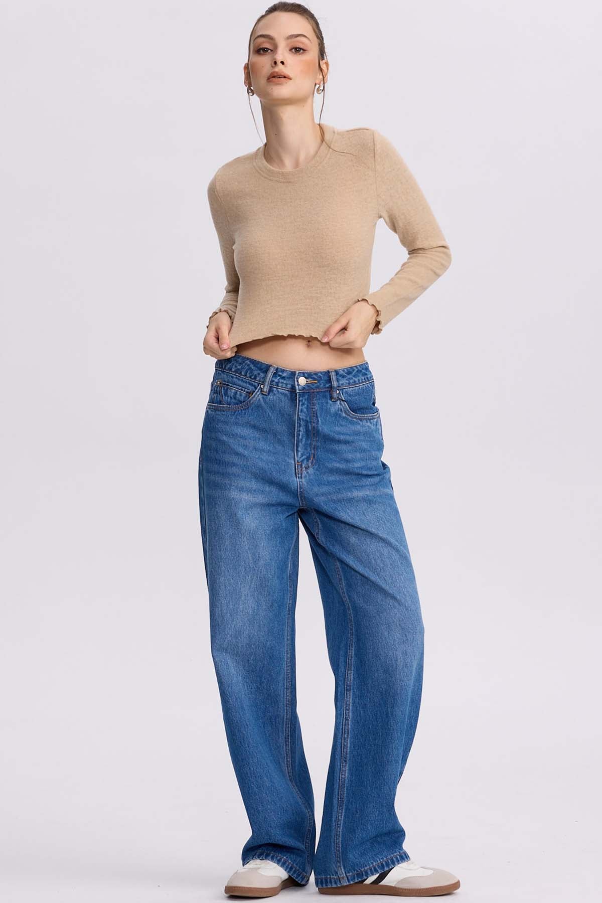 Sweater Mujer Crop Beige