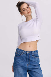 Sweater Mujer Crop Blanco