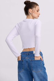Sweater Mujer Crop Blanco