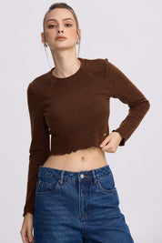 Sweater Mujer Crop Cafe