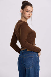Sweater Mujer Crop Cafe