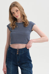 Polera Mujer Crop Azul