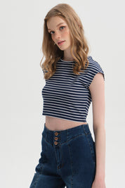 Polera Mujer Crop Azul