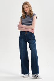 Polera Mujer Crop Azul