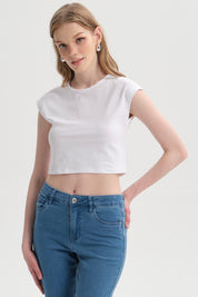 Polera Mujer Crop Blanco