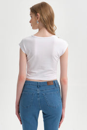 Polera Mujer Crop Blanco