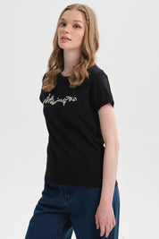 Polera Mujer Gráfica Roll Up Negro