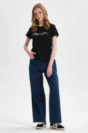 Polera Mujer Gráfica Roll Up Negro