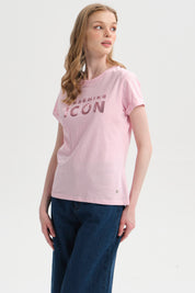 Polera Mujer Gráfica Roll Up Palo Rosa