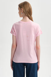 Polera Mujer Gráfica Roll Up Palo Rosa