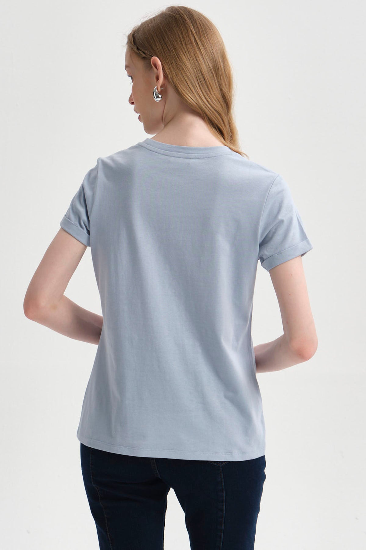 Polera Mujer Gráfica Roll Up Celeste