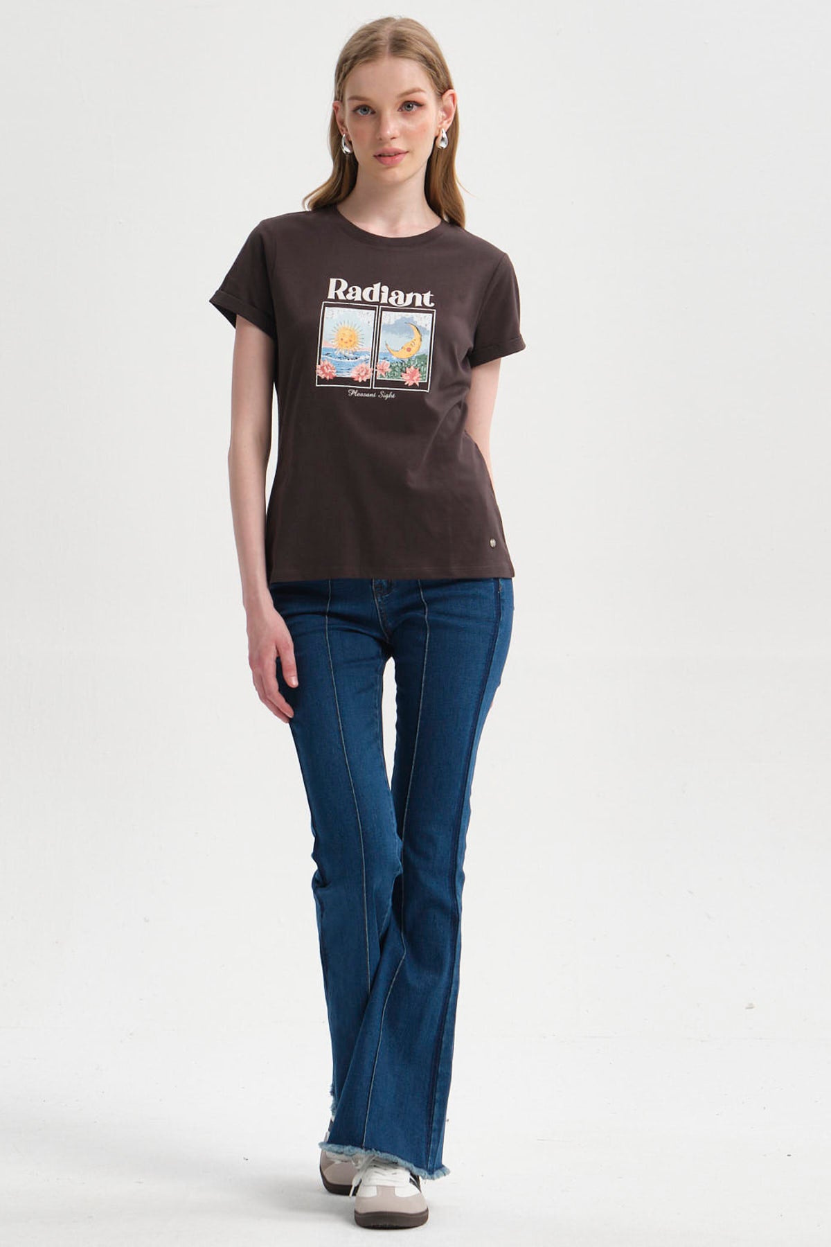 Polera Mujer Gráfica Roll Up Gris Marengo
