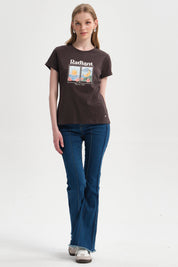 Polera Mujer Gráfica Roll Up Gris Marengo