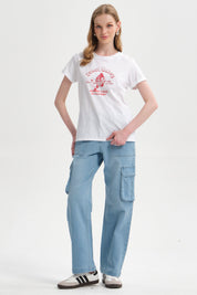 Polera Mujer Gráfica Roll Up Rojo