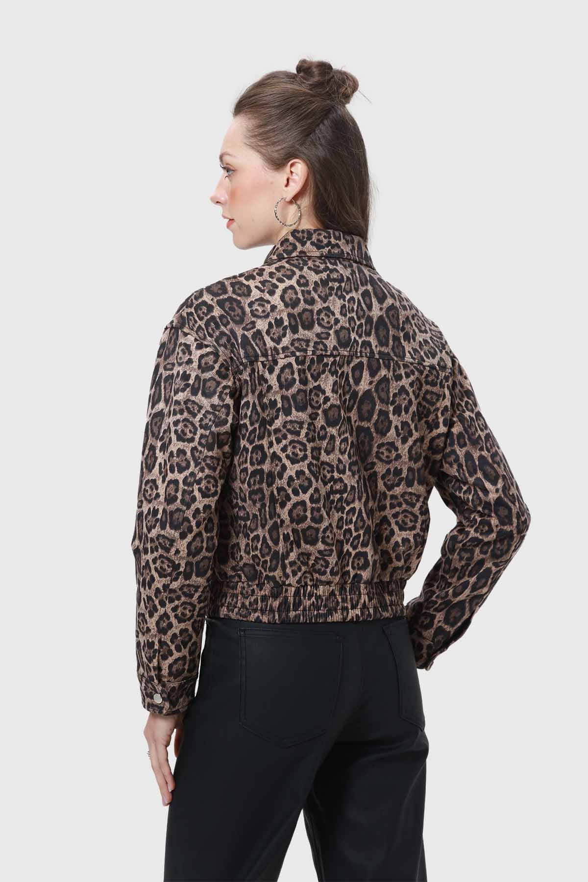 Chaqueta Mujer Leopardo Café
