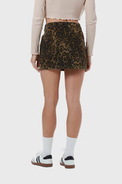 Falda Mujer Mini Leopardo Café