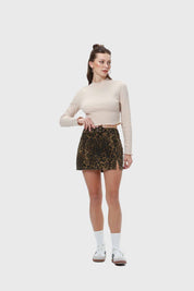 Falda Mujer Mini Leopardo Café