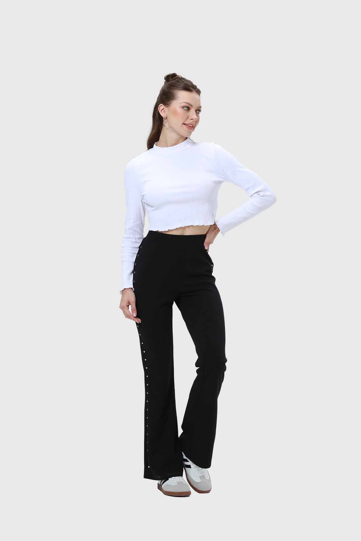 Pantalón Mujer Tachas Negro