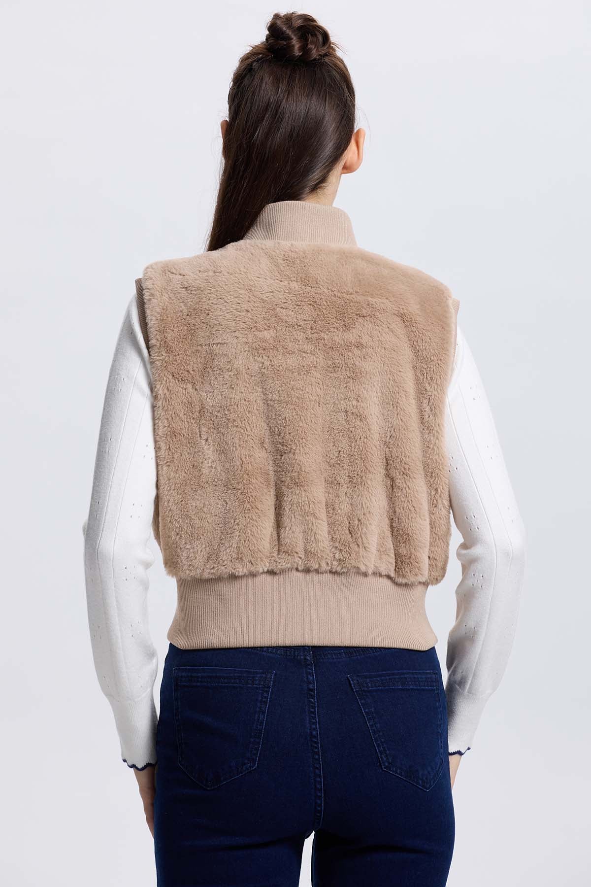 Chaqueta Mujer Juvenil Sin Mangas Beige