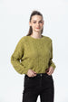 Sweater mujer calado verde agua estilo juvenil